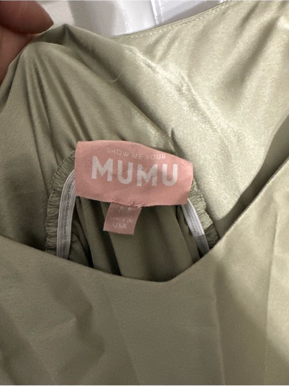 Show Me Your MuMu Olive Satin Maxi Slip Dress - Picture 2 of 3